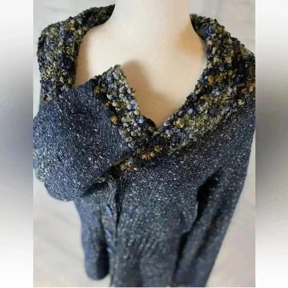 Cj Banks Speckled Knit Cardigan Soft Sweater Blue Button Women's Size L HOLIDAY - Picture 8 of 16